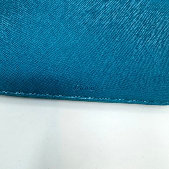 FiloFax Personal Compact Organizer Teal Saffiano Leather Planner Ring Zip Close - Picture 2 of 9
